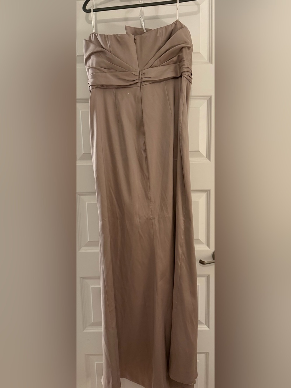Donna Karan Taupe Strapless Draped Evening Gown, Size 12 - Picture 5 of 11